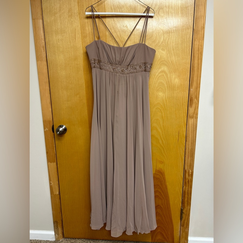 Full length chiffon gown with spaghetti straps